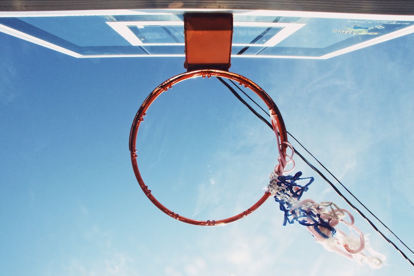 Basketball hoop set against the sky
