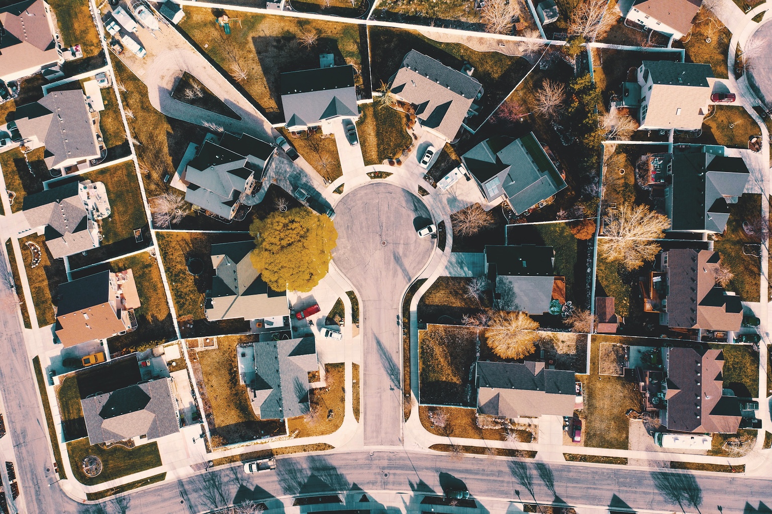 Aerial view of a modern housing estate